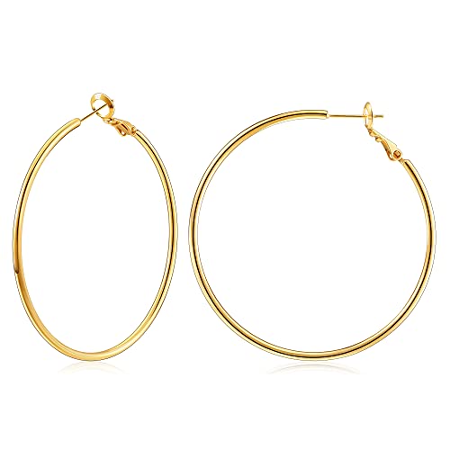 Large 14K Gold Plated Hoop Earrings for Women