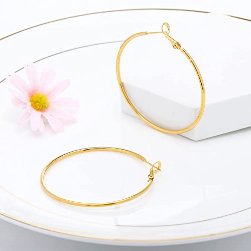 Large 14K Gold Plated Hoop Earrings for Women