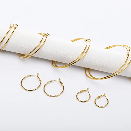 Large 14K Gold Plated Hoop Earrings for Women
