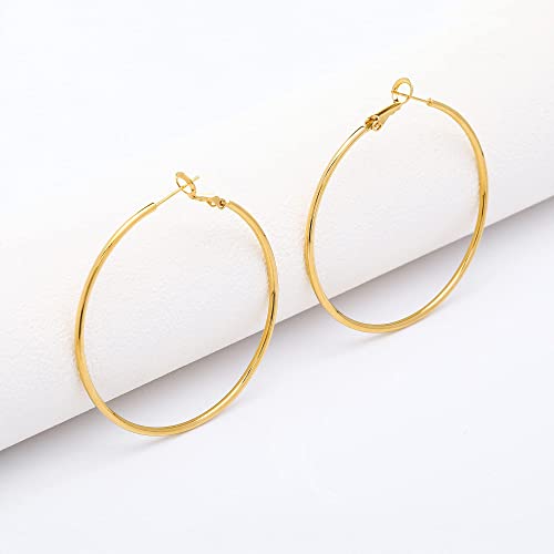 Large 14K Gold Plated Hoop Earrings for Women