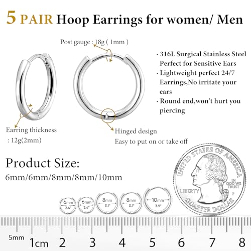 Cute Stainless Steel Hoop Earrings Set for All