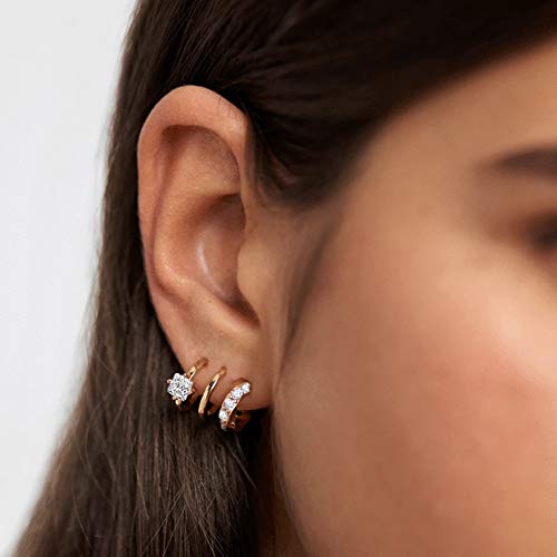 14K Gold Plated Illusion Hoop Earrings for Women