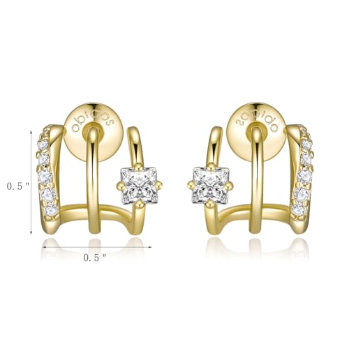 14K Gold Plated Illusion Hoop Earrings for Women