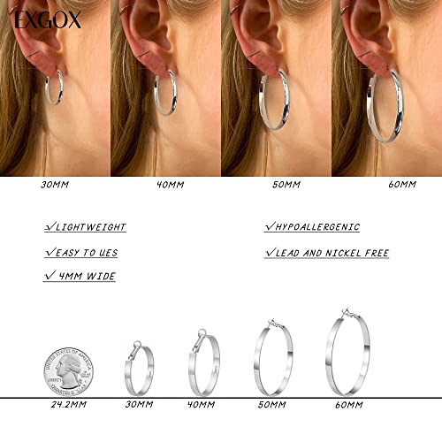 Sterling Silver Hypoallergenic Large Hoop Earrings