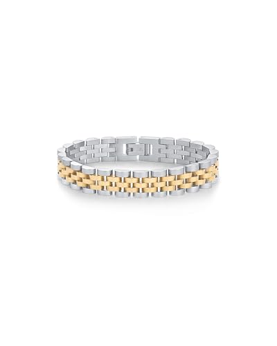 Gold Plated Two-Toned Chunky Link Bracelet for Women