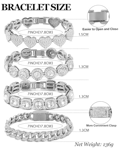 4-Piece Gold and Silver Bracelet Set for Women