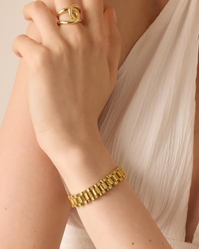 PAVOI Waterproof Chunky Gold Plated Bracelet for Women