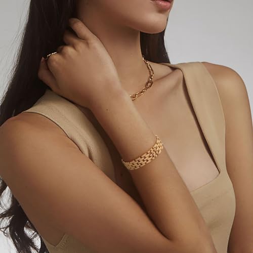 Elegant Gold Stainless Steel Link Bracelets for Women