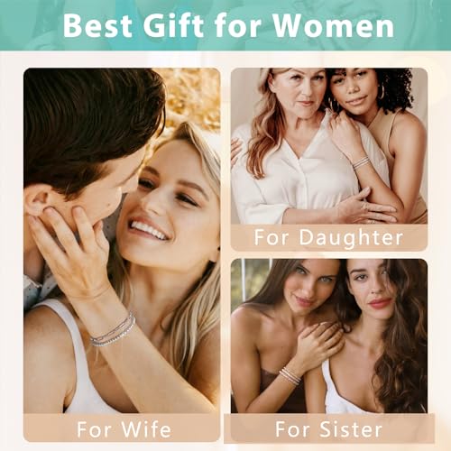Silver Charm Bracelet Stack Set for Women