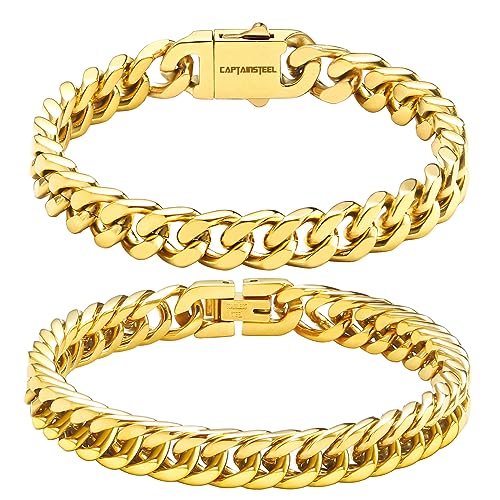 Cuban Link Chain Bracelet Set - Gold Plated