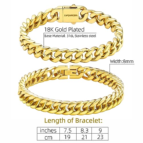Cuban Link Chain Bracelet Set - Gold Plated