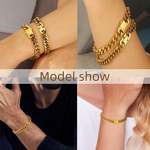 Cuban Link Chain Bracelet Set - Gold Plated
