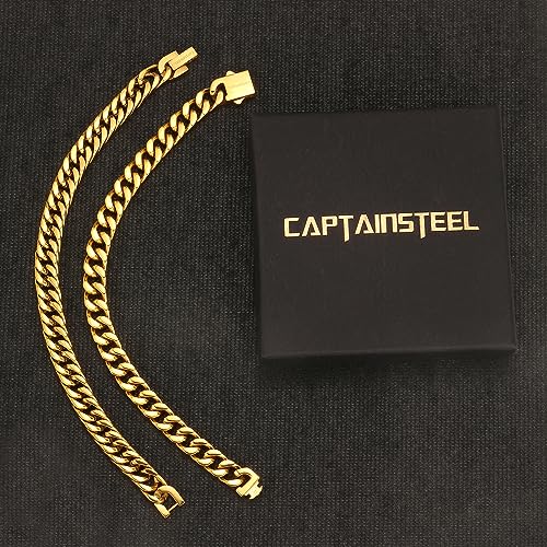 Cuban Link Chain Bracelet Set - Gold Plated