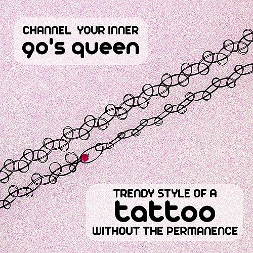 Assorted Stretch Tattoo Jewelry Set - Necklace, Bracelet, Ring