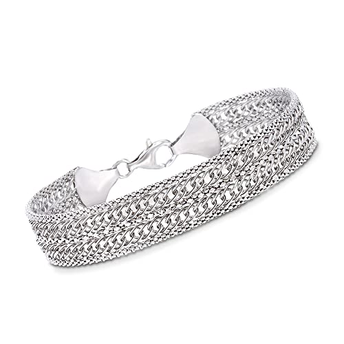 Italian Sterling Silver Popcorn-Chain Curb-Link Bracelet