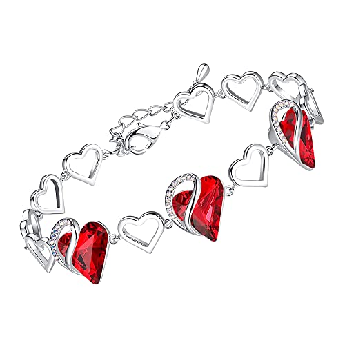 Infinity Heart Link Bracelet with Birthstone Crystals