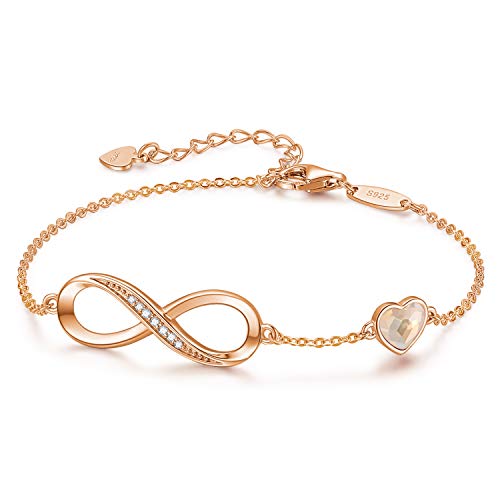 Infinity Heart Charm Bracelet in Rose Gold & Silver