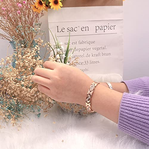 Rose Gold Pure Copper Crystal Bracelet for Women