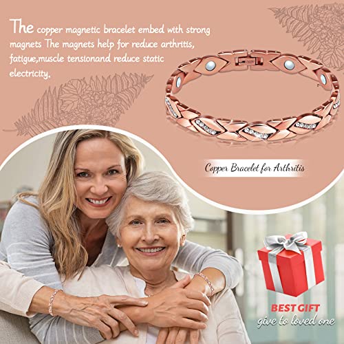 Rose Gold Pure Copper Crystal Bracelet for Women