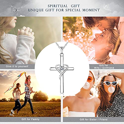 925 Sterling Silver Cross Necklace with Birthstone