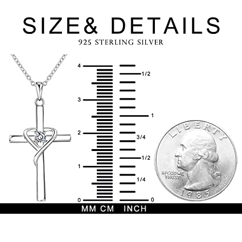 925 Sterling Silver Cross Necklace with Birthstone