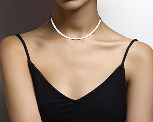 Italian 925 Sterling Silver Herringbone Necklace - 16 Inches