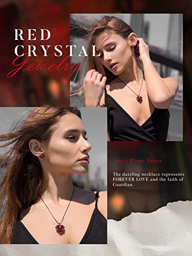 White Gold Angel Wing Pendant Necklace with Crystals