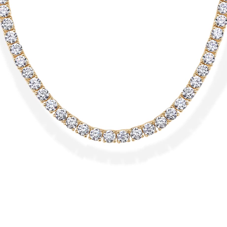 3mm Simulated Diamond Tennis Necklace in Gold
