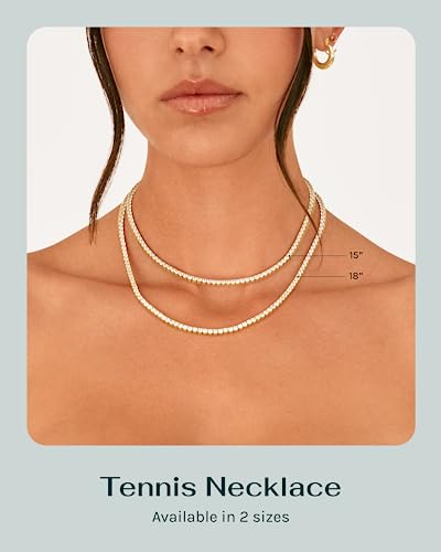 3mm Simulated Diamond Tennis Necklace in Gold