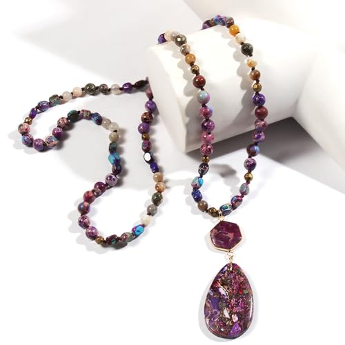 Boho Natural Stone Pendant Necklace for All