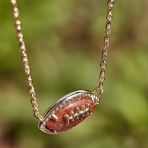 Kendra Scott Orange Goldstone Football Pendant Necklace