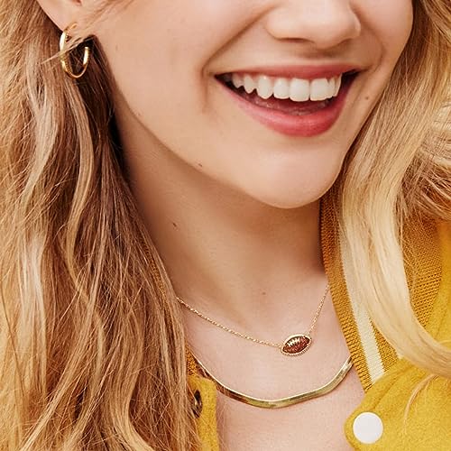 Kendra Scott Orange Goldstone Football Pendant Necklace