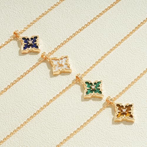 Dainty 14K Gold Clover Necklace with CZ Pendant