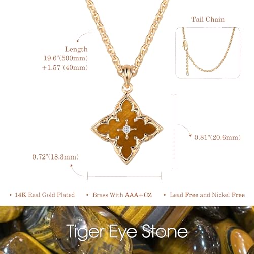 Dainty 14K Gold Clover Necklace with CZ Pendant