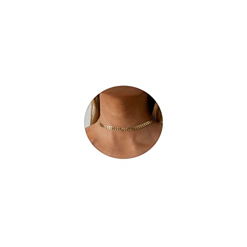 Dainty 14K Gold Plated Coin Chain Choker Necklace