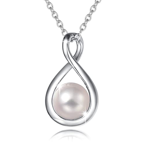 FANCIME Pearl Necklace with Infinity Pendant for Women