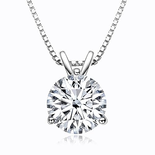 Moissanite Solitaire Pendant Necklace in White Gold