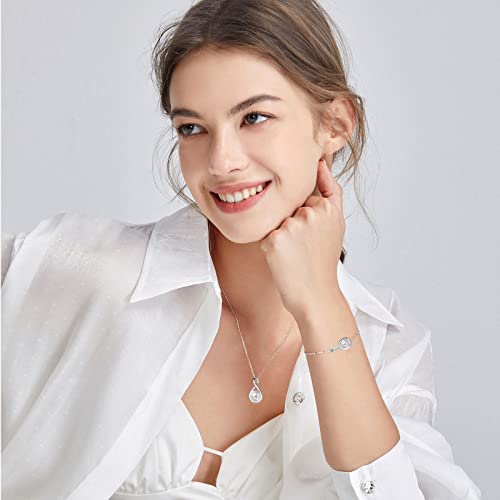 FANCIME Pearl Necklace with Infinity Pendant for Women