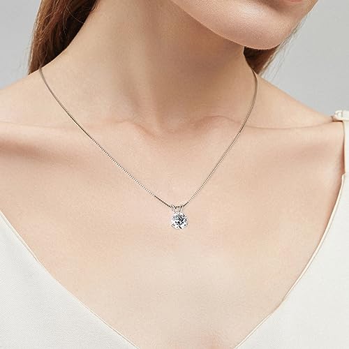 Moissanite Solitaire Pendant Necklace in White Gold