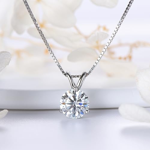Moissanite Solitaire Pendant Necklace in White Gold