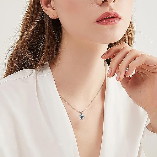 Moissanite Solitaire Pendant Necklace in White Gold