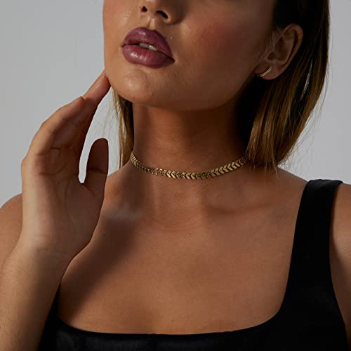 Dainty 14K Gold Plated Coin Chain Choker Necklace