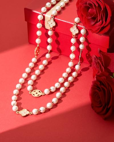 IDOKAWA 8MM Simulated Shell Pearl Layered Necklace