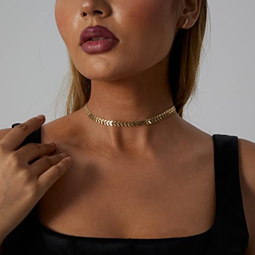 Dainty 14K Gold Plated Coin Chain Choker Necklace