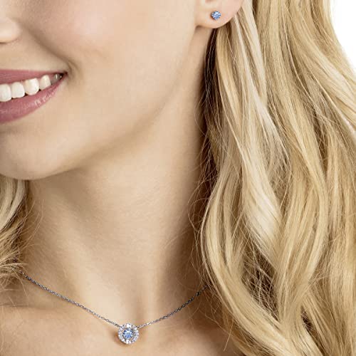 Swarovski Blue Crystal Pendant Necklace and Earrings Set