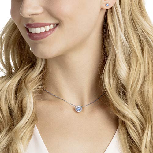 Swarovski Blue Crystal Pendant Necklace and Earrings Set