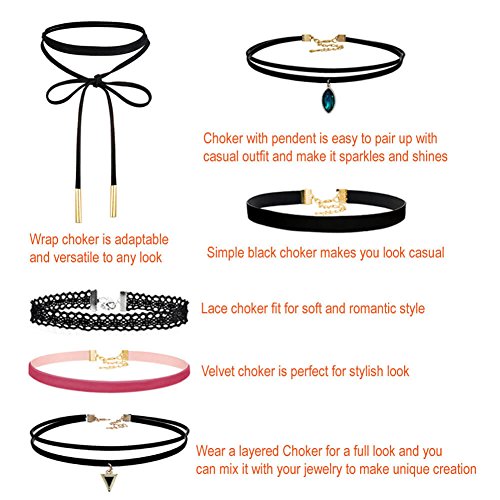 50 Black Choker Necklaces Set for Teen Girls/Women