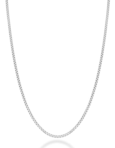 Miabella 2mm Italian Silver Box Chain Necklace