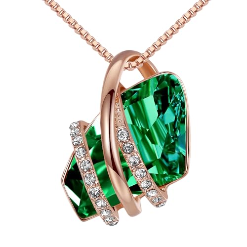 May Birthstone Green Pendant Necklace in Rose Gold