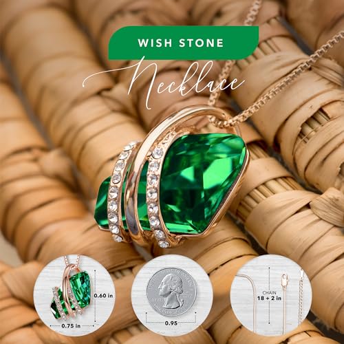 May Birthstone Green Pendant Necklace in Rose Gold